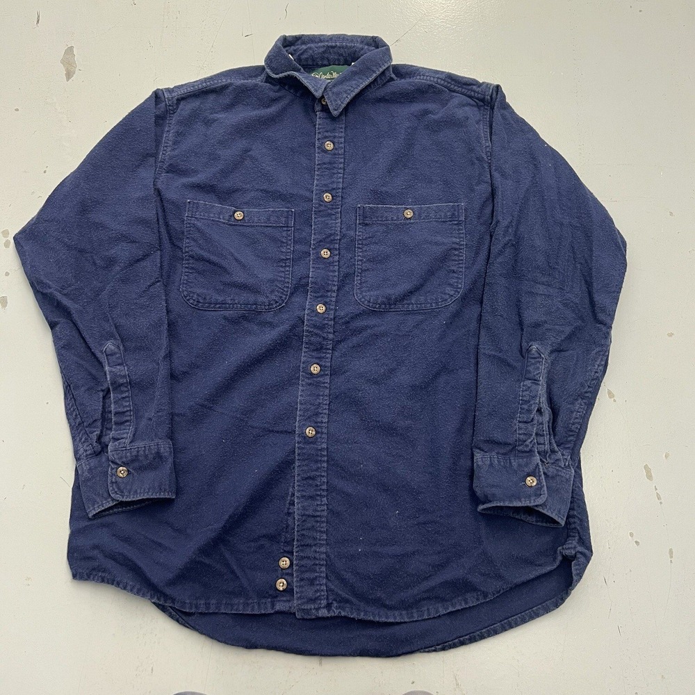 Vintage 90s Gander Mountain Mens Blue Faded Heavyweight Cloth Button Shirt Sz XL